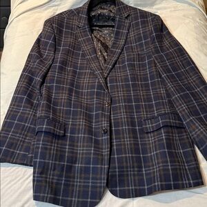 Men's Plaid Blazer - Blue and Brown
